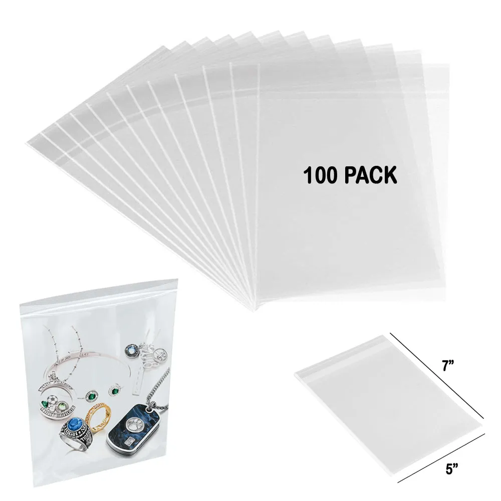 100 Clear Poly Bags 3MIL 7"x5" Reclosable Heavy Duty Plastic Small Zipper Baggie