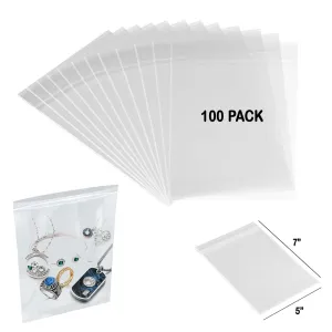 100 Clear Poly Bags 3MIL 7"x5" Reclosable Heavy Duty Plastic Small Zipper Baggie